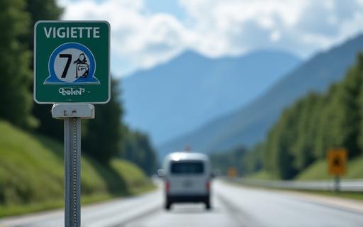 Swiss highway sign indicating vignette requirement